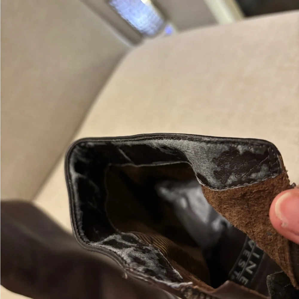 Vintage Nine West Espresso Brown Genuine Leather Ankle Heel Boots 90s Office - Picture 10 of 15